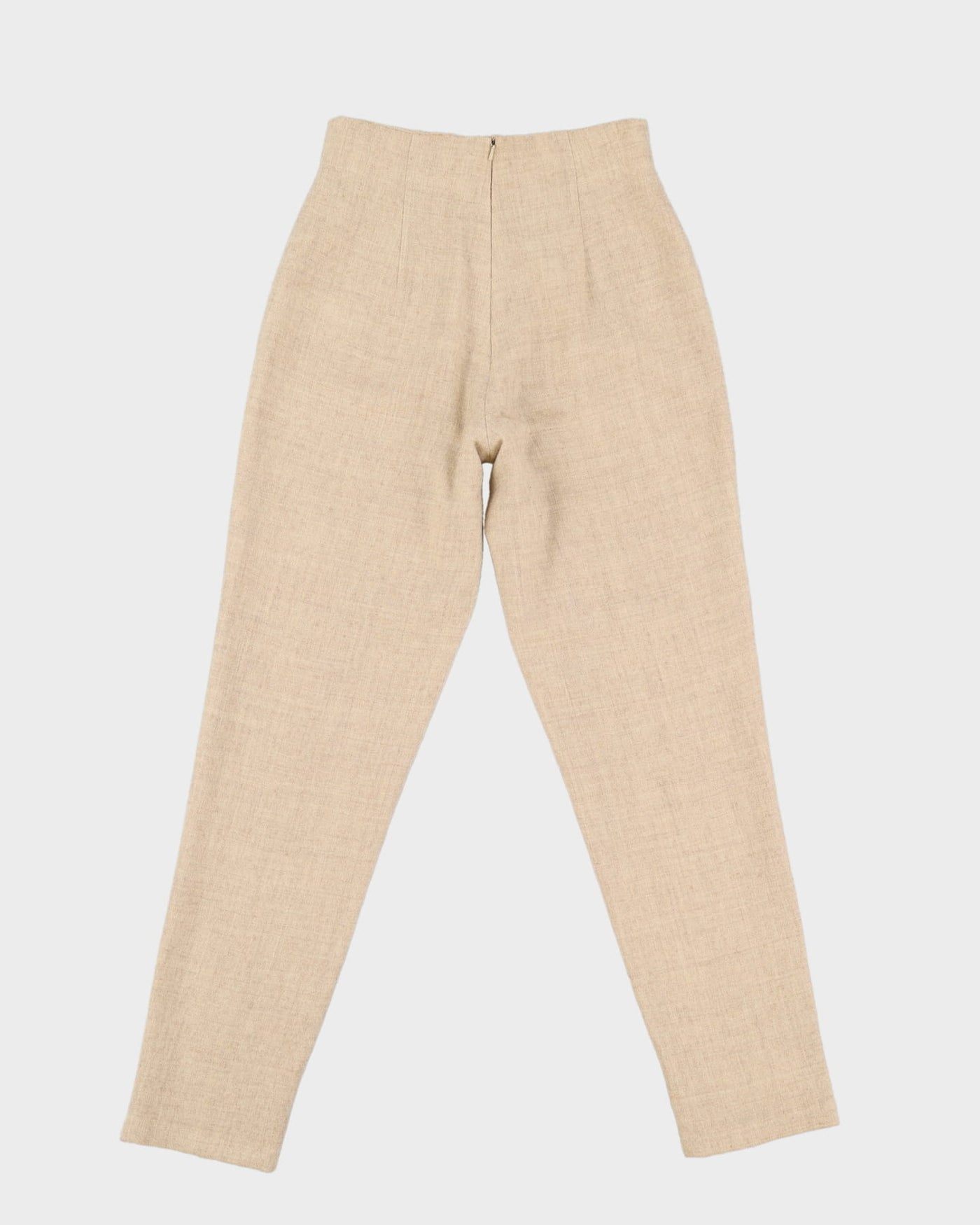 1980s Beige Wool High Waisted Trousers - XS