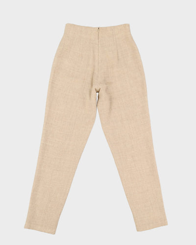 1980s Beige Wool High Waisted Trousers - XS