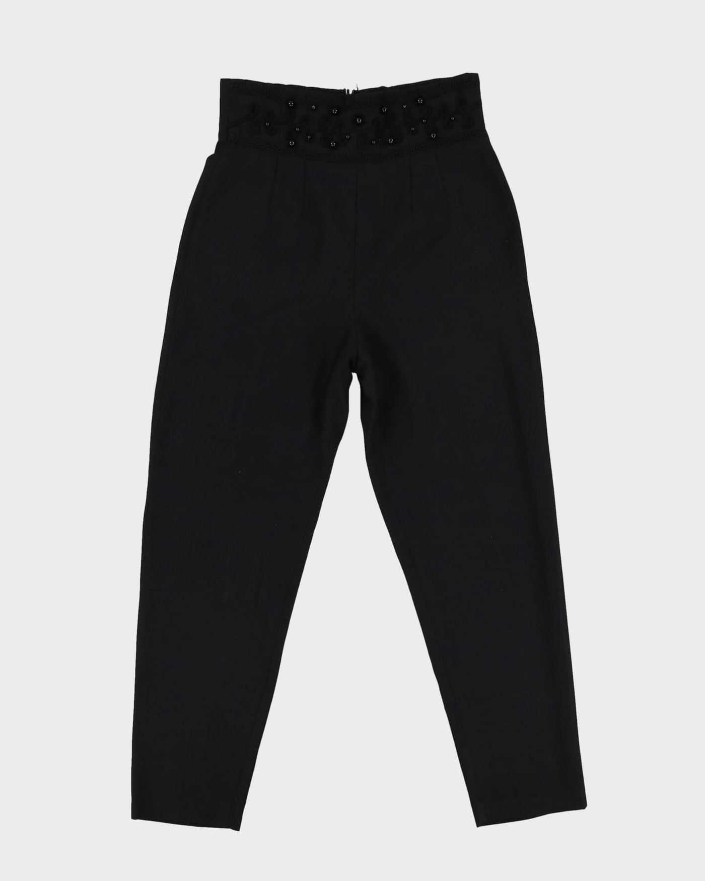 Black Beaded High Waisted Trousers - W28 L26