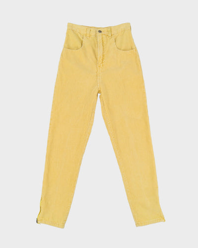 1990s Yellow Cotton Cord High Waisted Trousers - XXS
