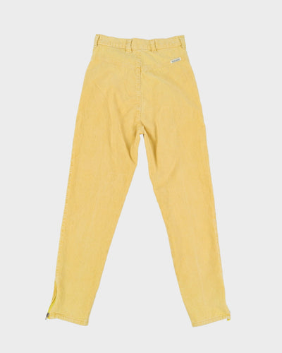 1990s Yellow Cotton Cord High Waisted Trousers - XXS