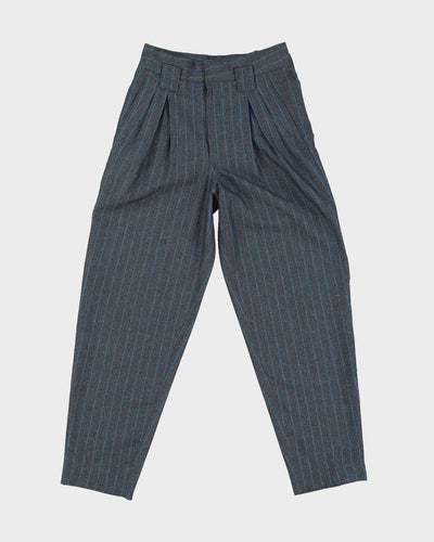 1980s High Waisted Grey Striped Trousers - XS