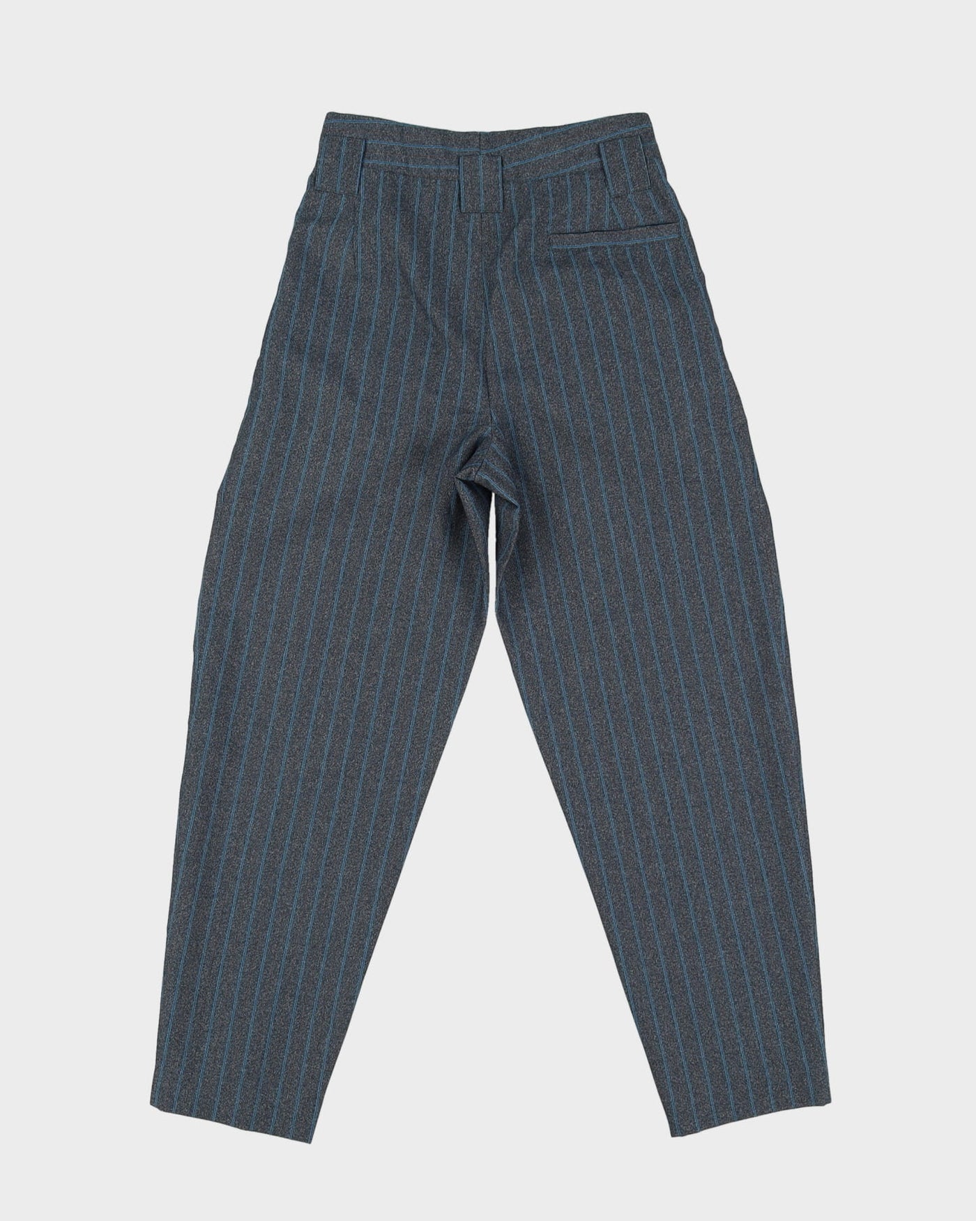 1980s High Waisted Grey Striped Trousers - XS
