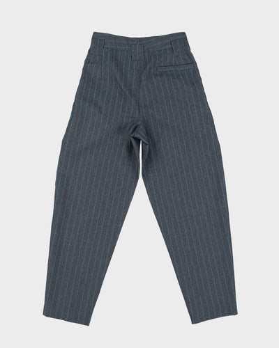 1980s High Waisted Grey Striped Trousers - XS