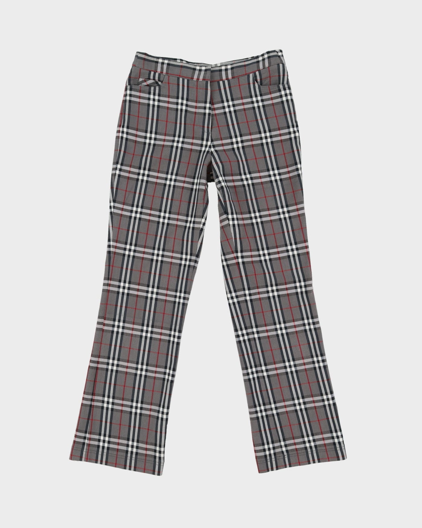 Burberry London Grey Checked Trousers - S