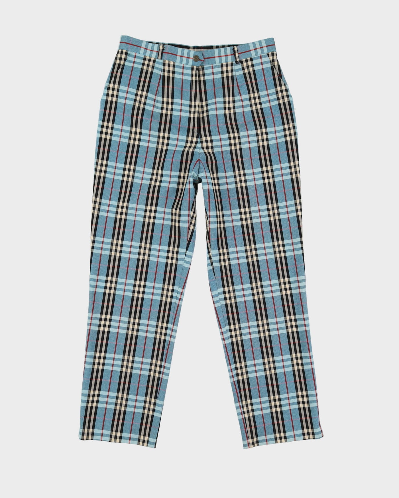 Vintage Blue Check Patterned Trousers - W31 L26