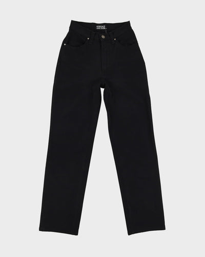 Vintage 90s Versace Black Stretch Fit Trousers - W25 L29
