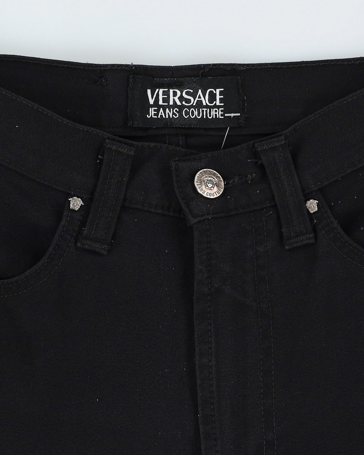 Vintage 90s Versace Black Stretch Fit Trousers - W25 L29