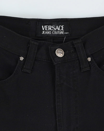 Vintage 90s Versace Black Stretch Fit Trousers - W25 L29