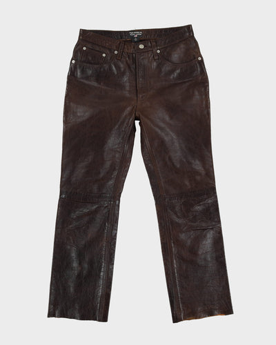 Vintage 90s Polo Jeans Ralph Lauren RL Brown Leather Trousers - W31 L28
