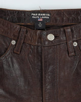 Vintage 90s Polo Jeans Ralph Lauren RL Brown Leather Trousers - W31 L28