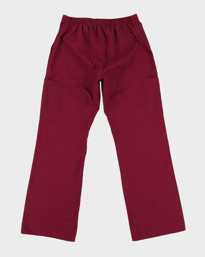 Dark Pink Elasticated Waist Block Colour Trousers - S W30-34