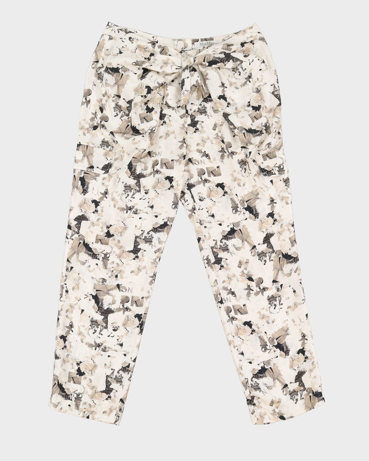 Max Mara Silk Patterned Cargo Trousers - M