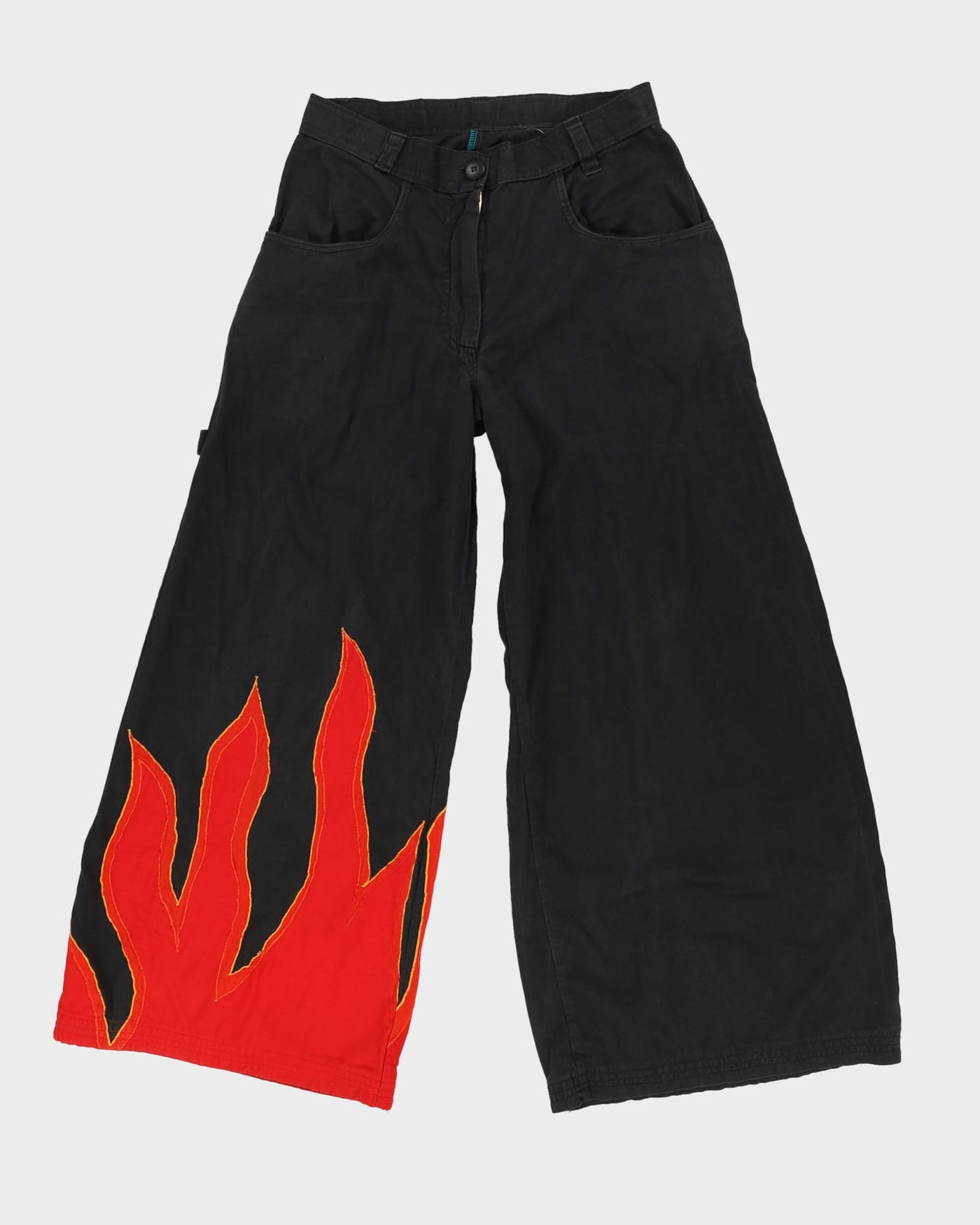 Baggy Embroidered Flames Trousers - W30 L31