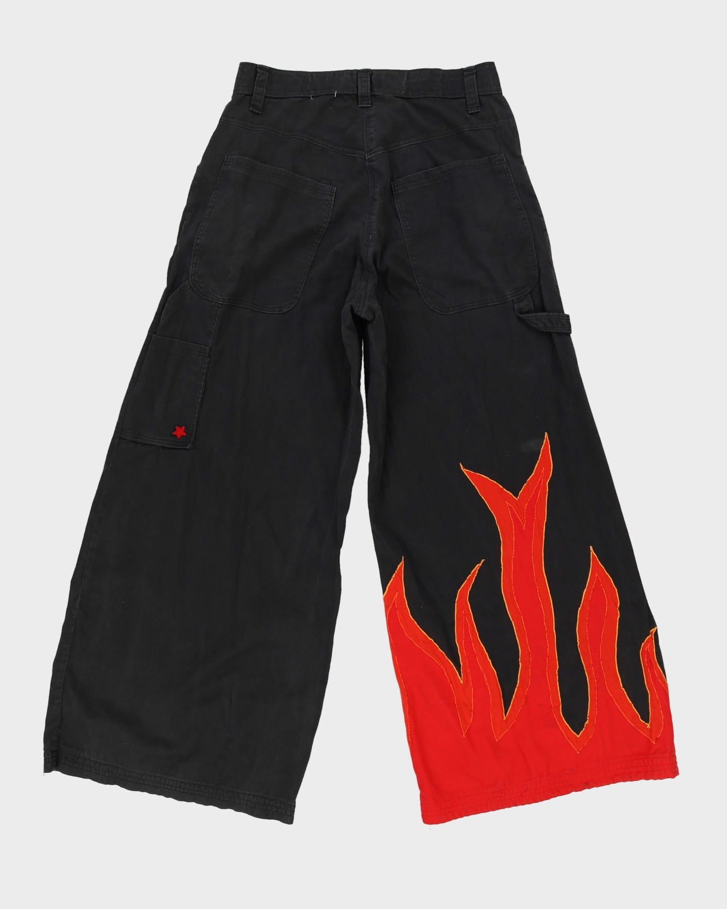 Baggy Embroidered Flames Trousers - W30 L31