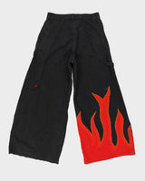 Baggy Embroidered Flames Trousers - W30 L31