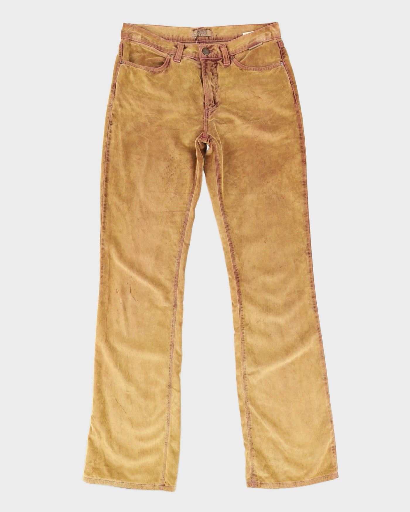Gianfranco Ferre Gold Beige Velvet Trousers - W29 L33