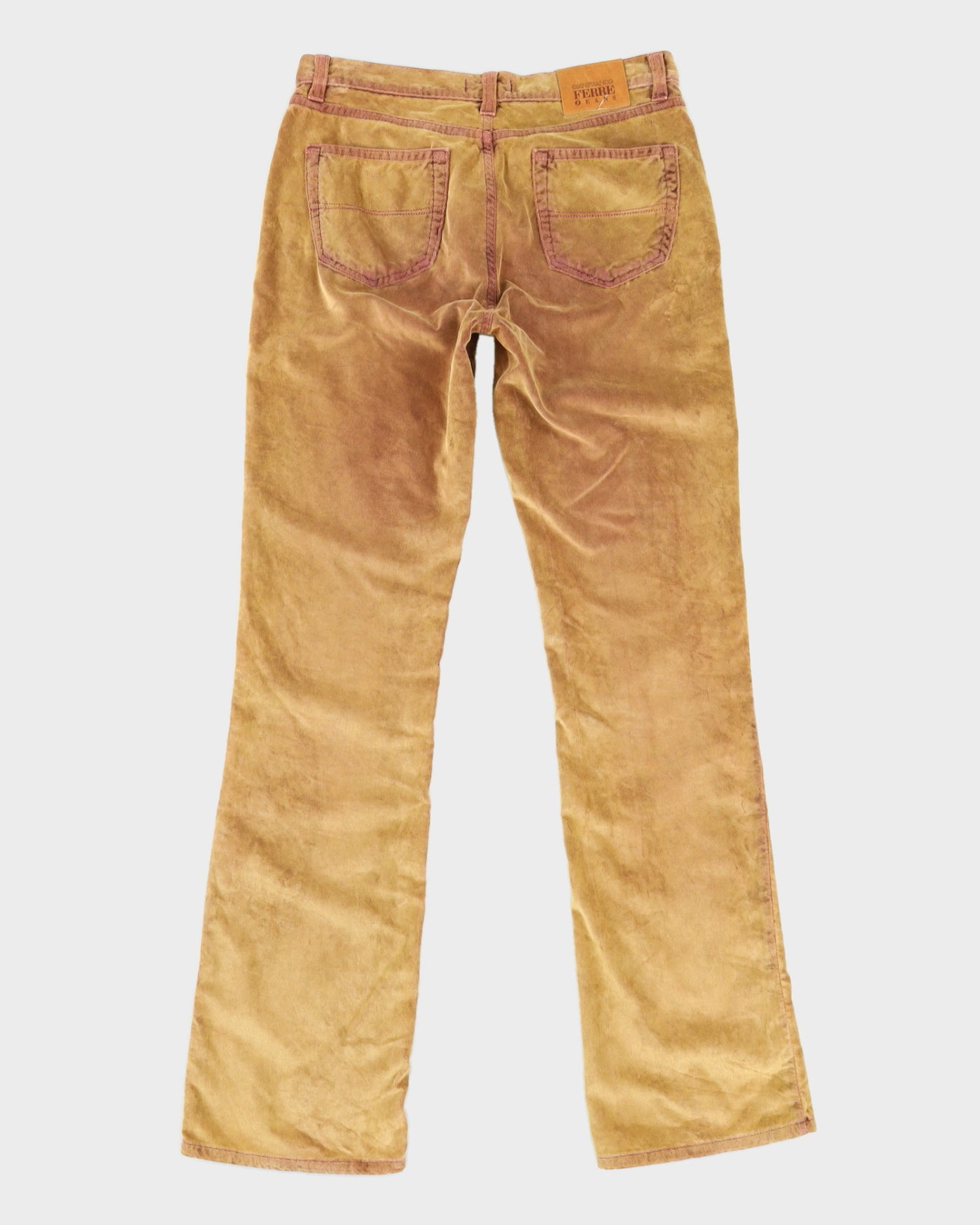 Gianfranco Ferre Gold Beige Velvet Trousers - W29 L33
