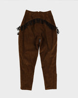 Brown Faux Suede Fringed Trousers - W26 L27