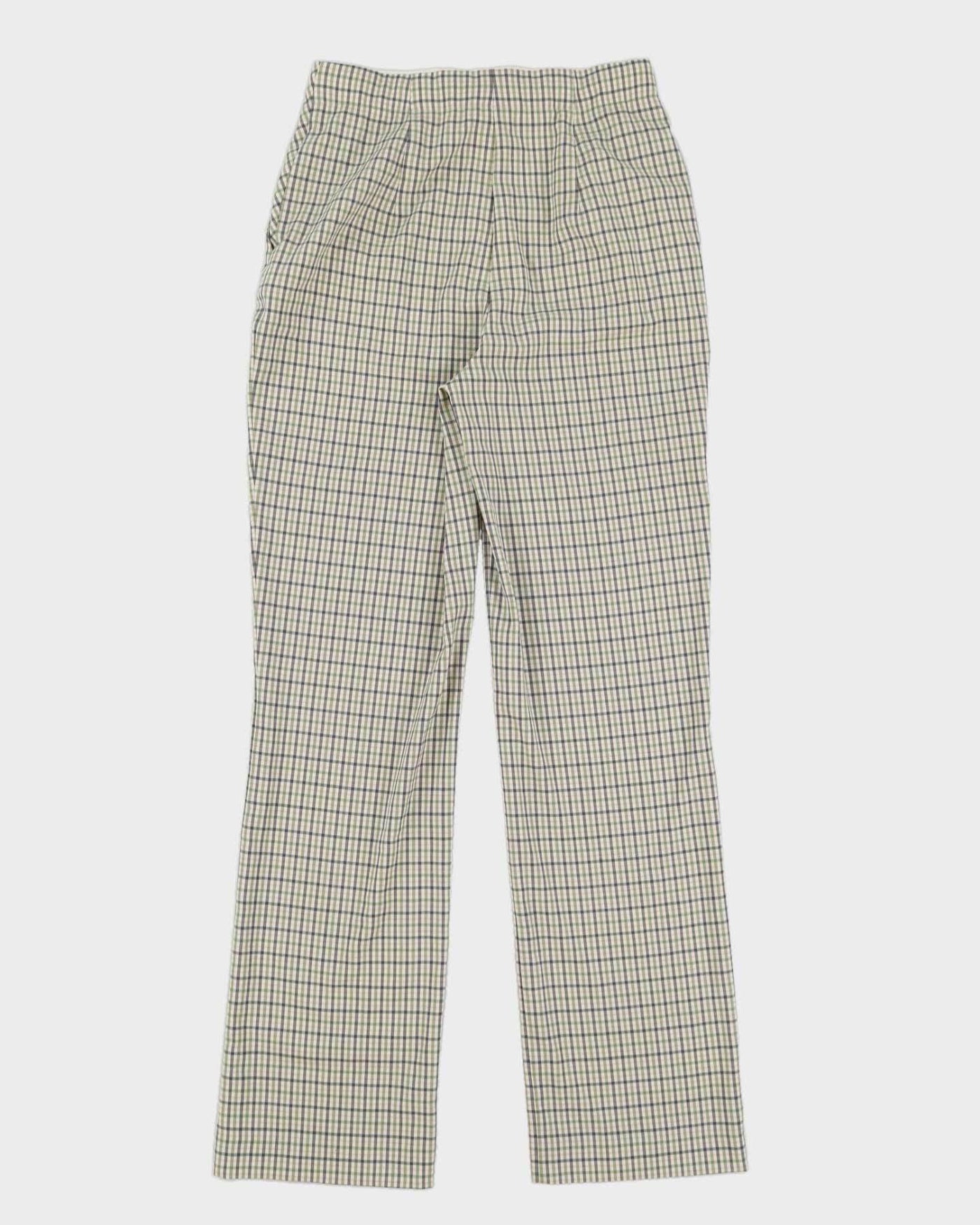 Green And White Checked Trousers - W26 L31