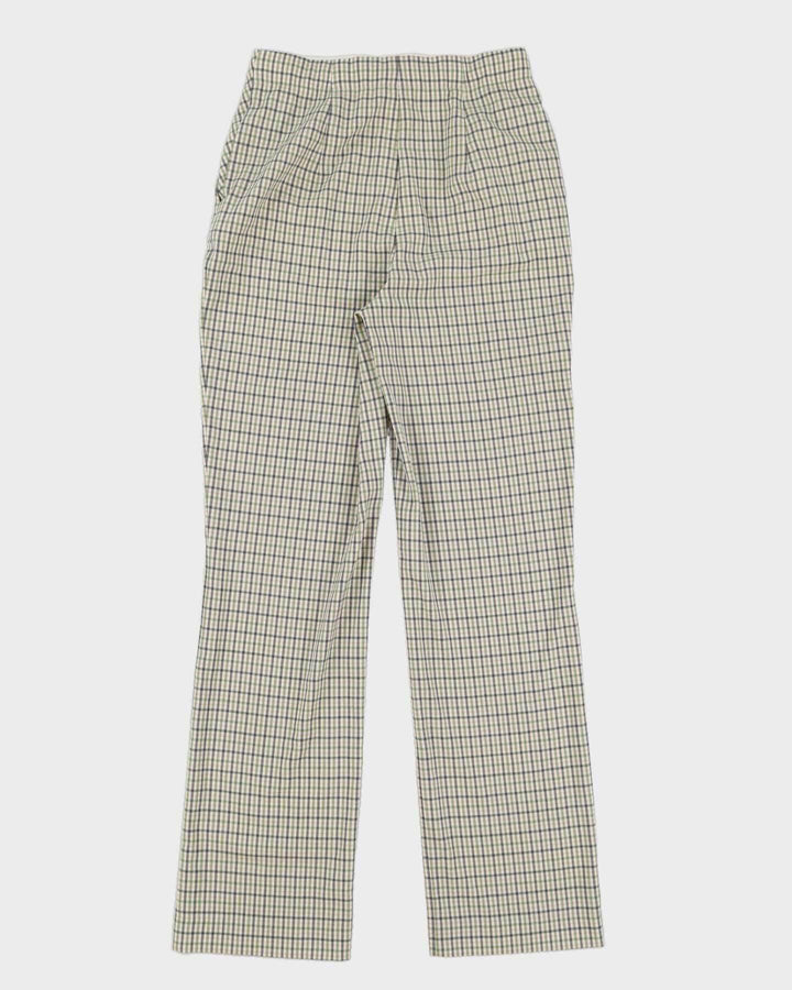 Green And White Checked Trousers - W26 L31