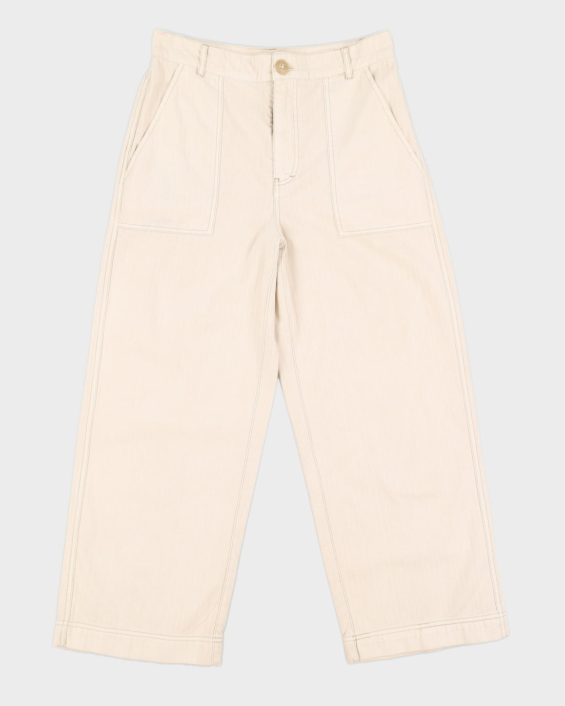 Free People Beige Straight Leg 3/4 Leg Trousers - W30 L26