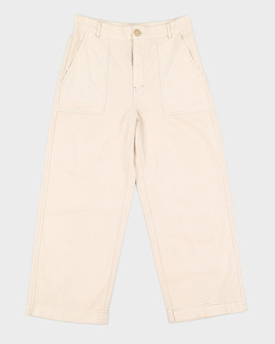 Free People Beige Straight Leg 3/4 Leg Trousers - W30 L26