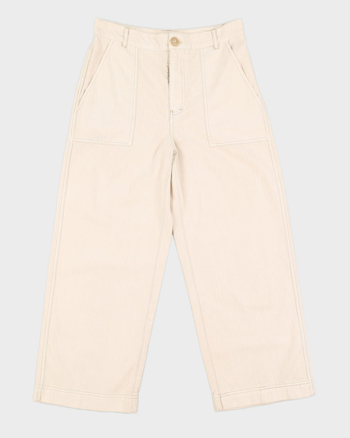 Free People Beige Straight Leg 3/4 Leg Trousers - W30 L26