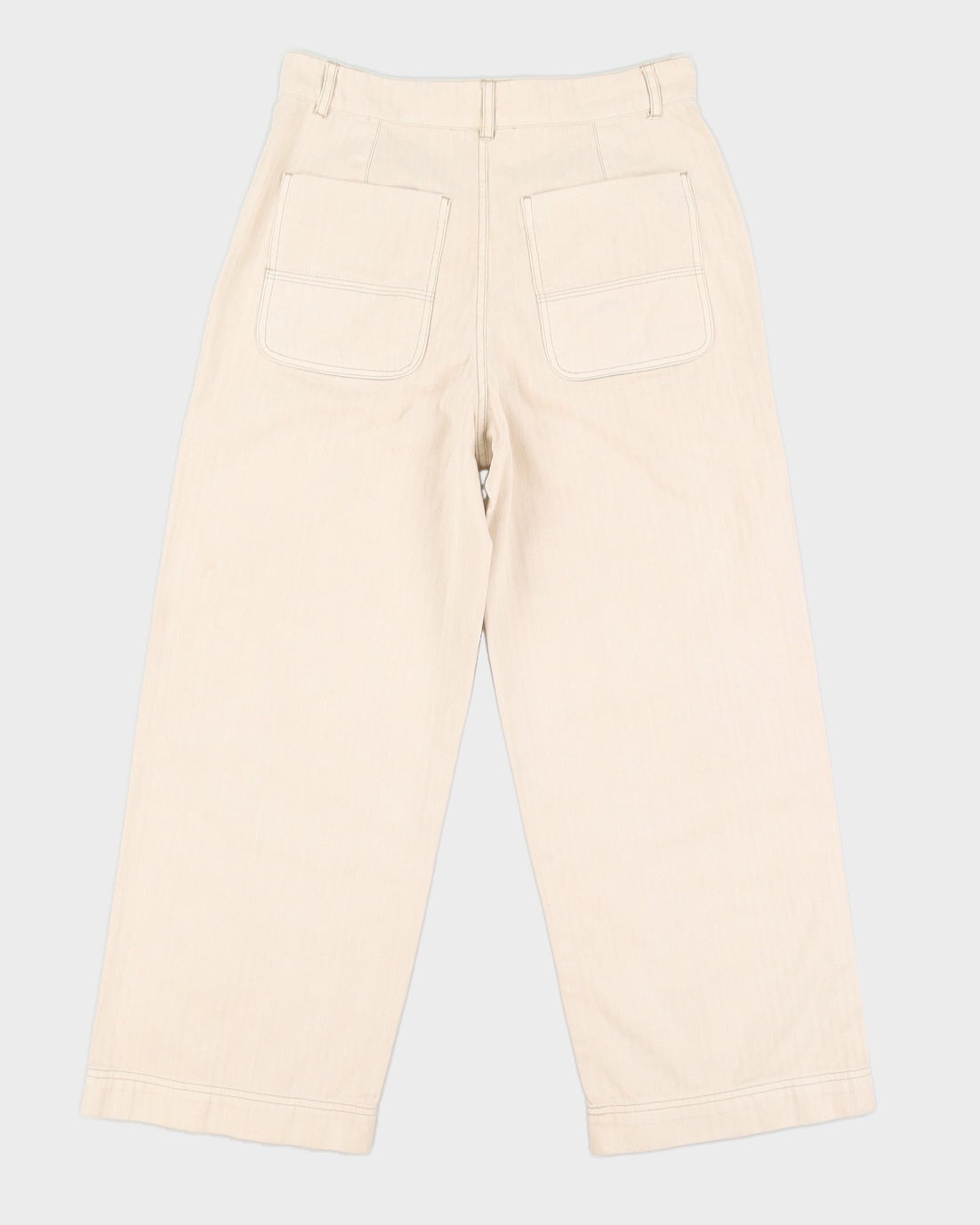 Free People Beige Straight Leg 3/4 Leg Trousers - W30 L26