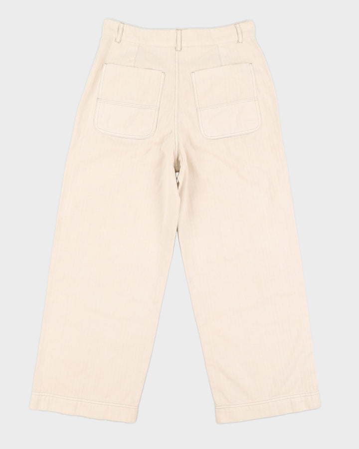 Free People Beige Straight Leg 3/4 Leg Trousers - W30 L26