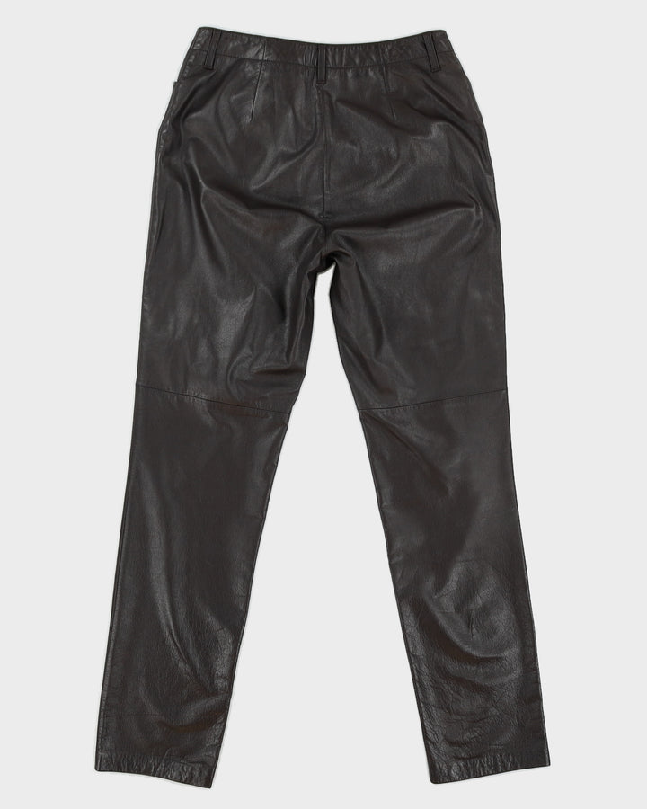 Vintage 90s Lauren By Ralph Lauren Brown Leather Trousers - W30 L31