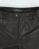 Vintage 90s Lauren By Ralph Lauren Brown Leather Trousers - W30 L31