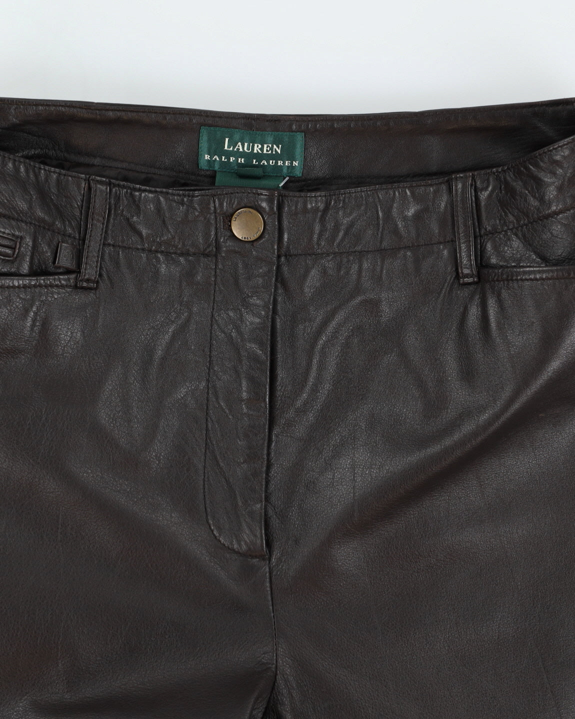 Vintage 90s Lauren By Ralph Lauren Brown Leather Trousers - W30 L31