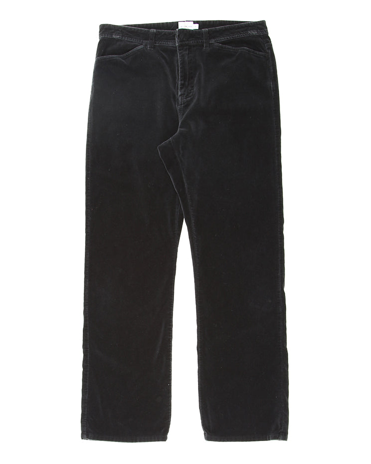 Calvin Klein black velvet straight leg trousers - w31 l29