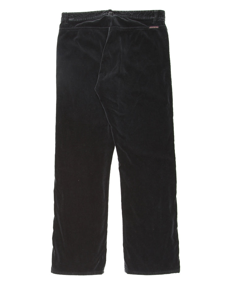 Calvin Klein black velvet straight leg trousers - w31 l29
