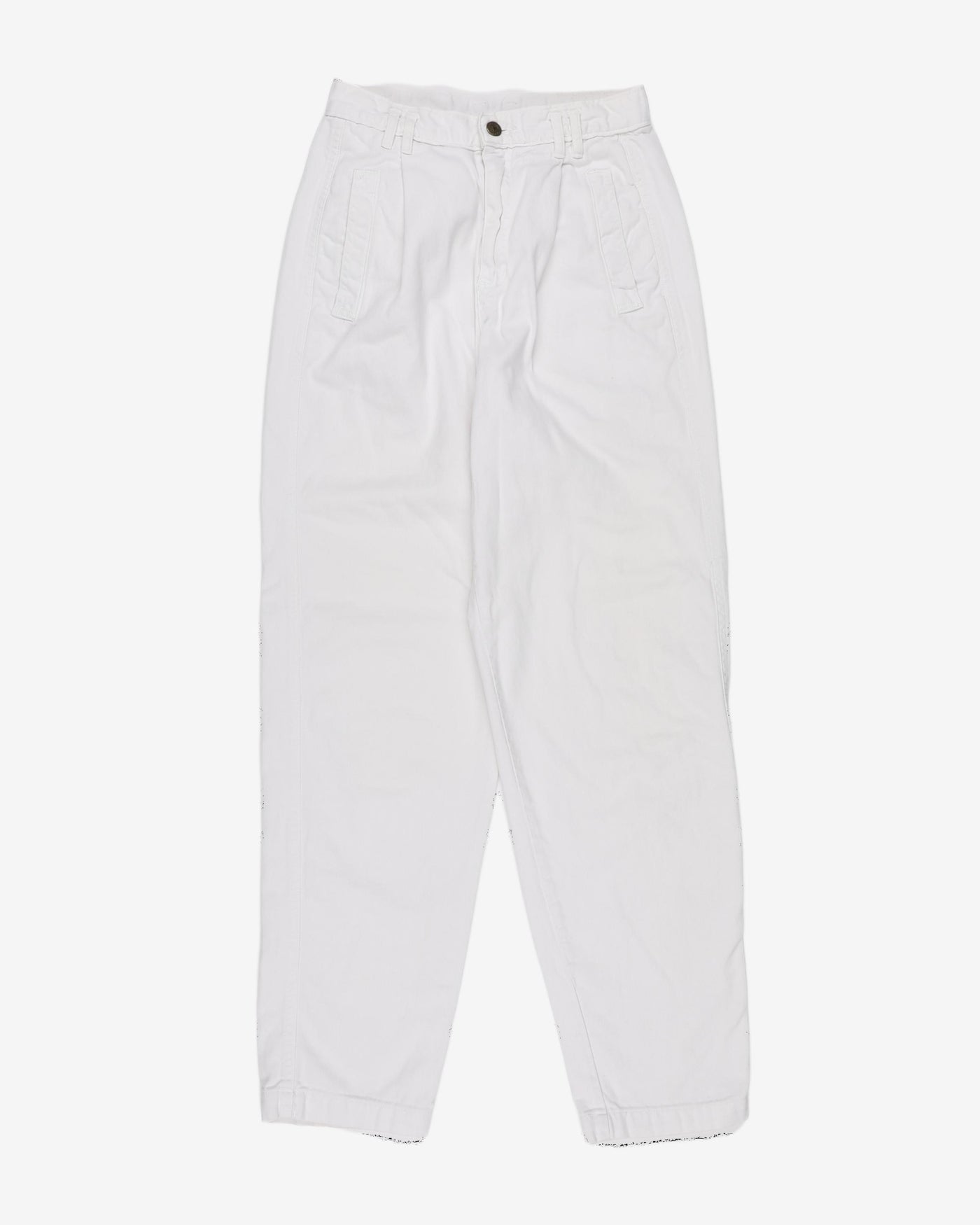 Lizwear White High Waist Tapered Trousers - W26 L30