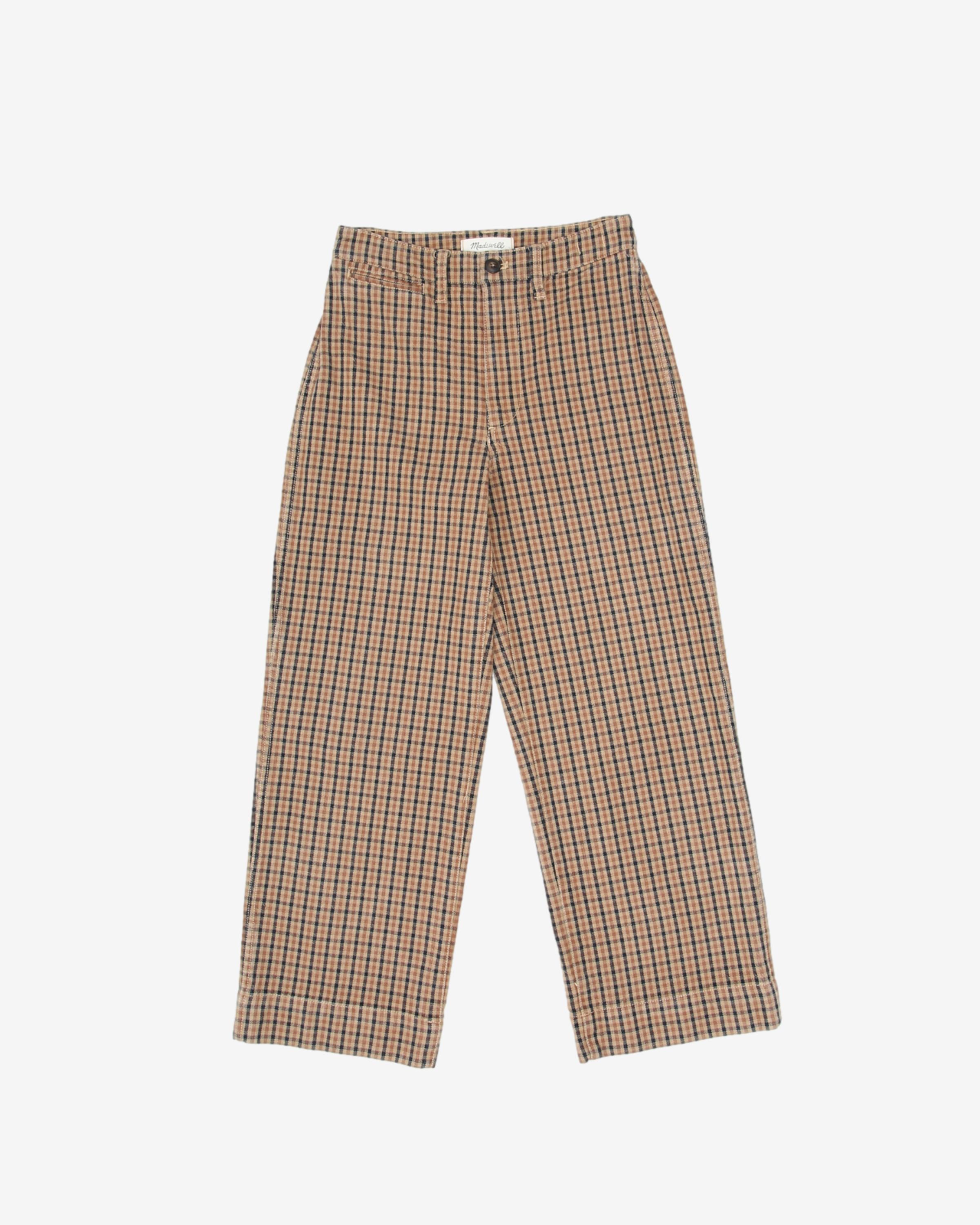 Madewell Brown Check Straight Trousers -  W26 L25
