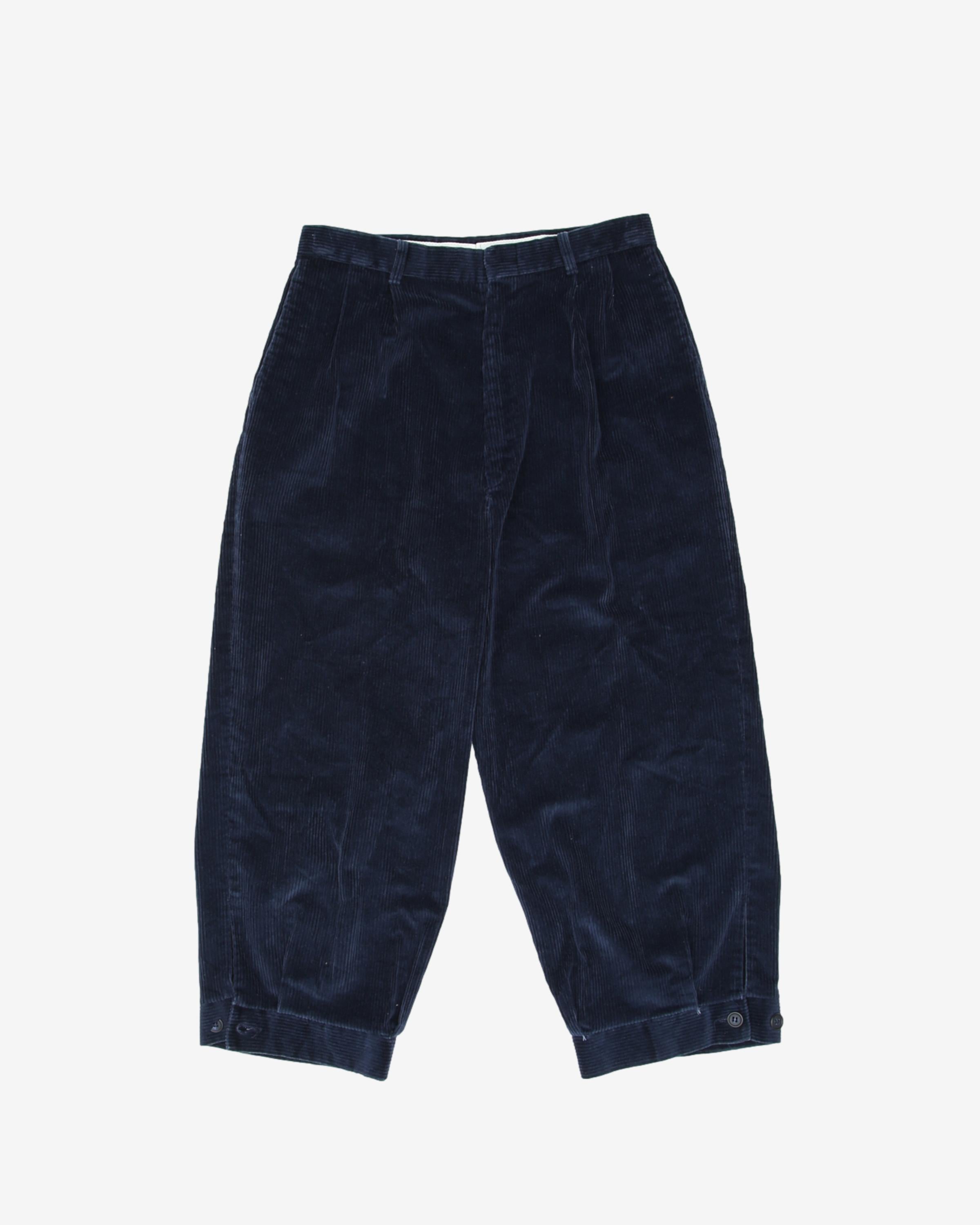 Eddie Bauer Navy Cord Wide Trousers -  W27 L21
