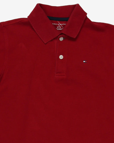 tommy hilfiger red short sleeve polo t-shirt - xs