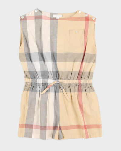 Youth's Beige Check Burberry Playsuit