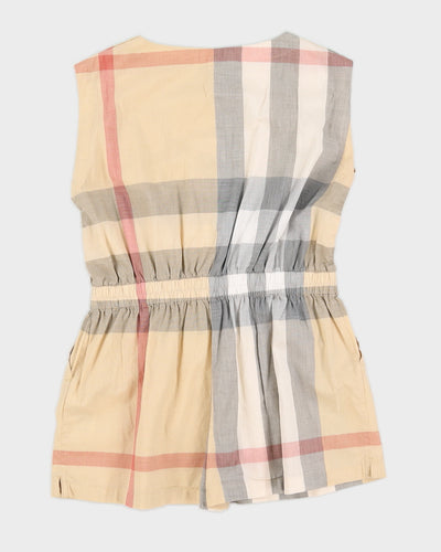 Youth's Beige Check Burberry Playsuit