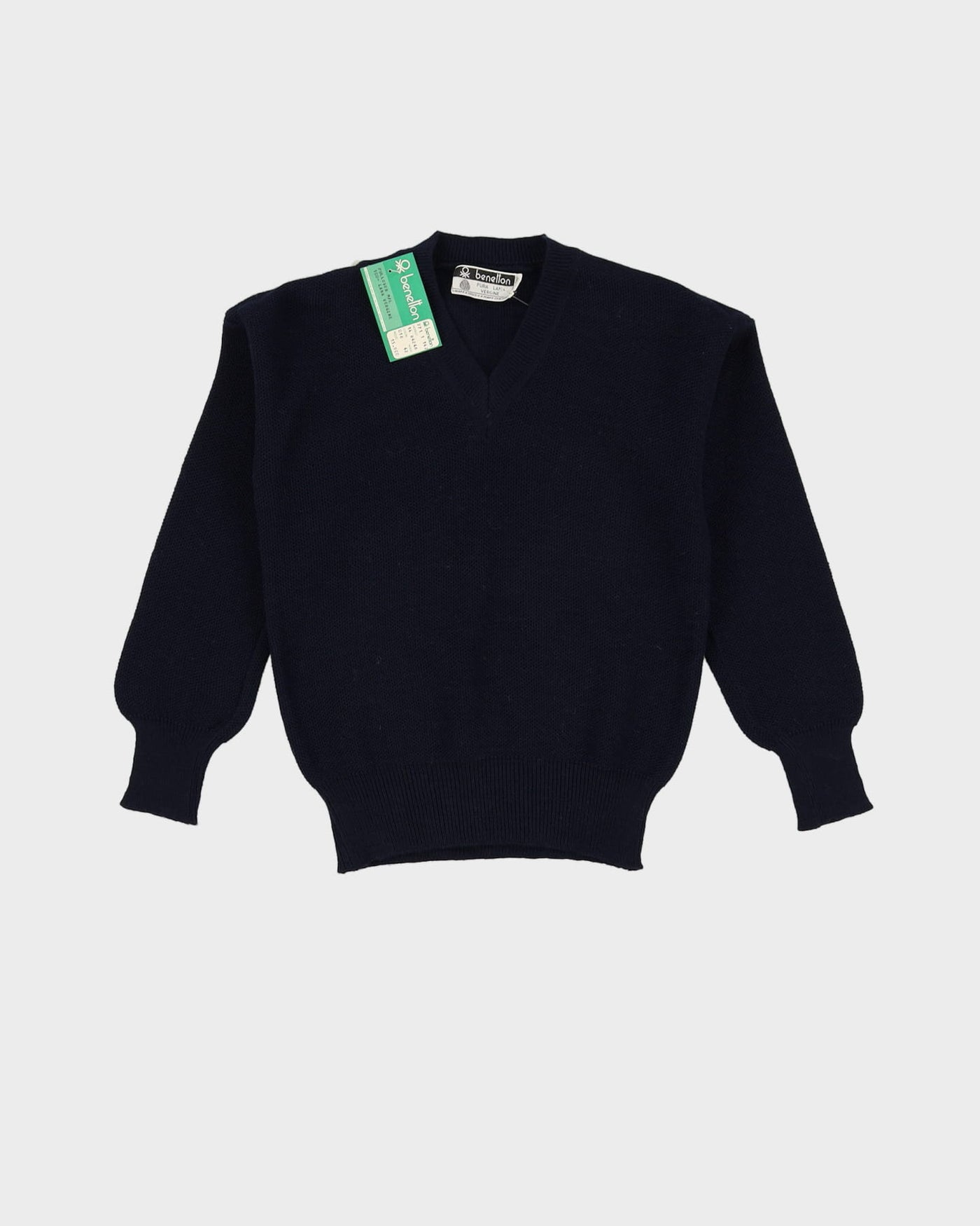 Vintage 70s Deadstock With Tags Benetton Navy Pullover Knit - Youth M