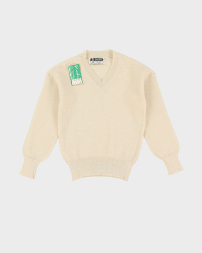 Vintage 70s Deadstock With Tags Benetton Beige Pullover Knit - Youth M