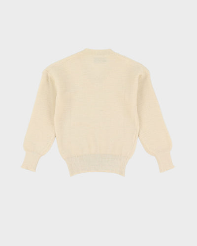 Vintage 70s Deadstock With Tags Benetton Beige Pullover Knit - Youth M