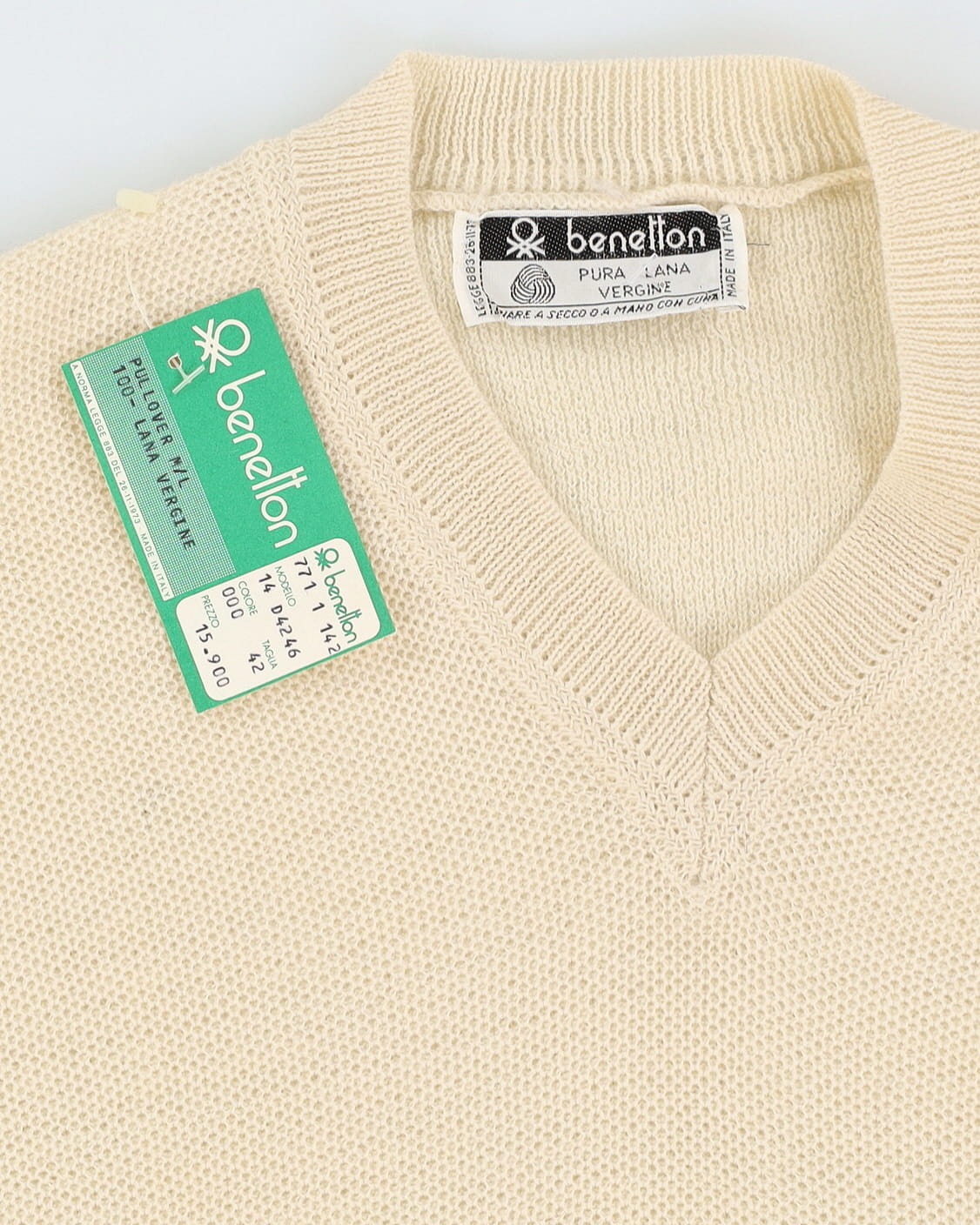 Vintage 70s Deadstock With Tags Benetton Beige Pullover Knit - Youth M