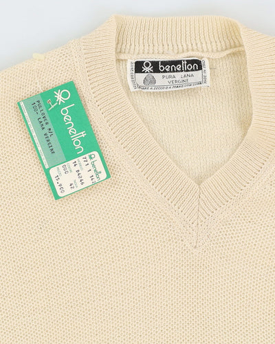 Vintage 70s Deadstock With Tags Benneton Beige Pullover Knit - Youth M