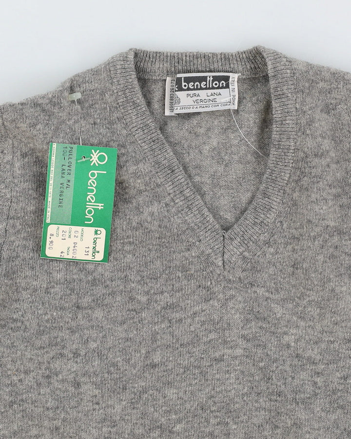 Vintage 70s Deadstock With Tags Benetton Grey Pullover Knit - Youth M