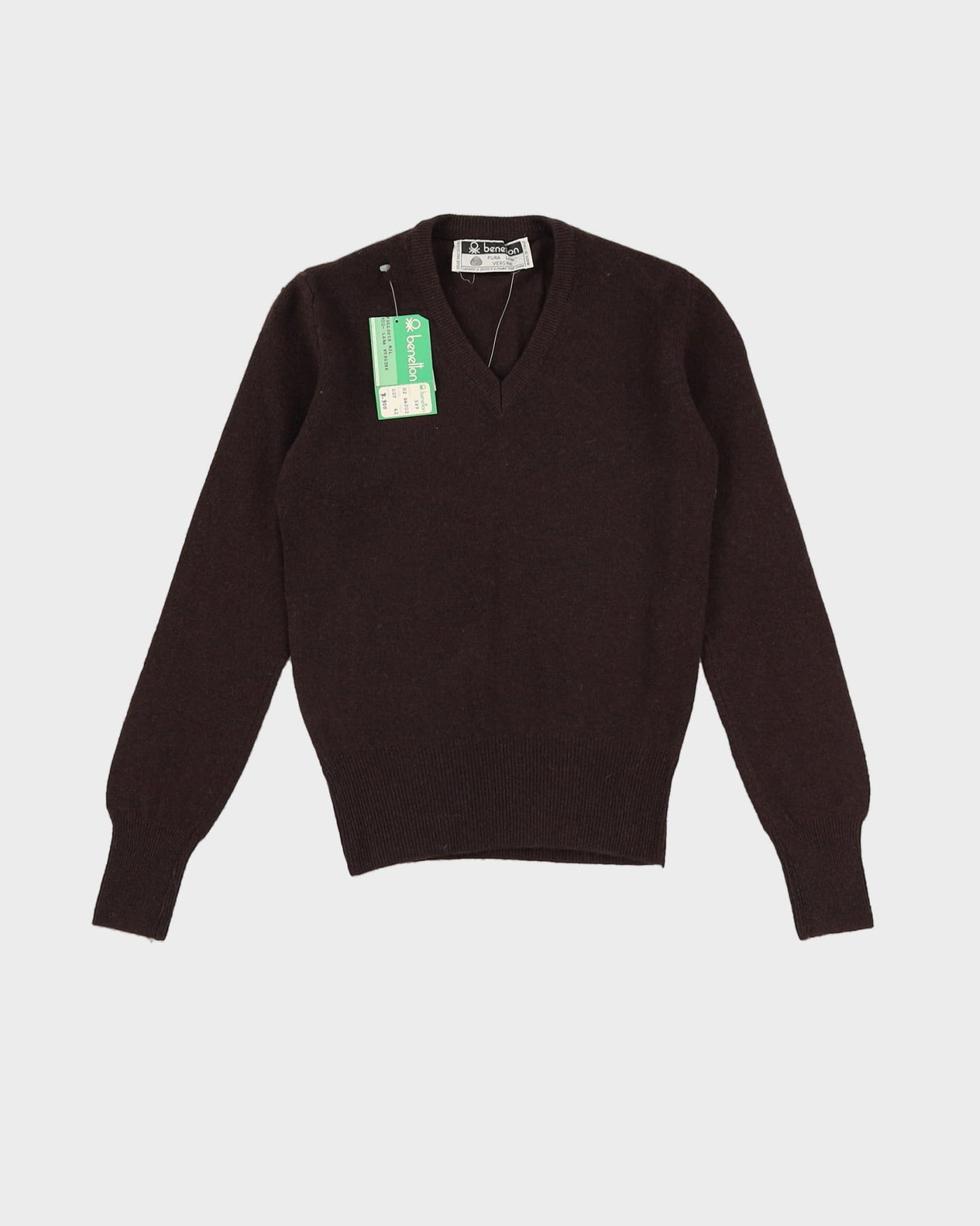 Vintage 70s Deadstock With Tags Benetton Brown Pullover Knit - Youth S / M
