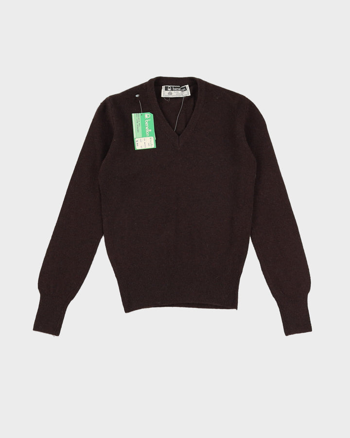 Vintage 70s Deadstock With Tags Benetton Brown Pullover Knit - Youth S / M