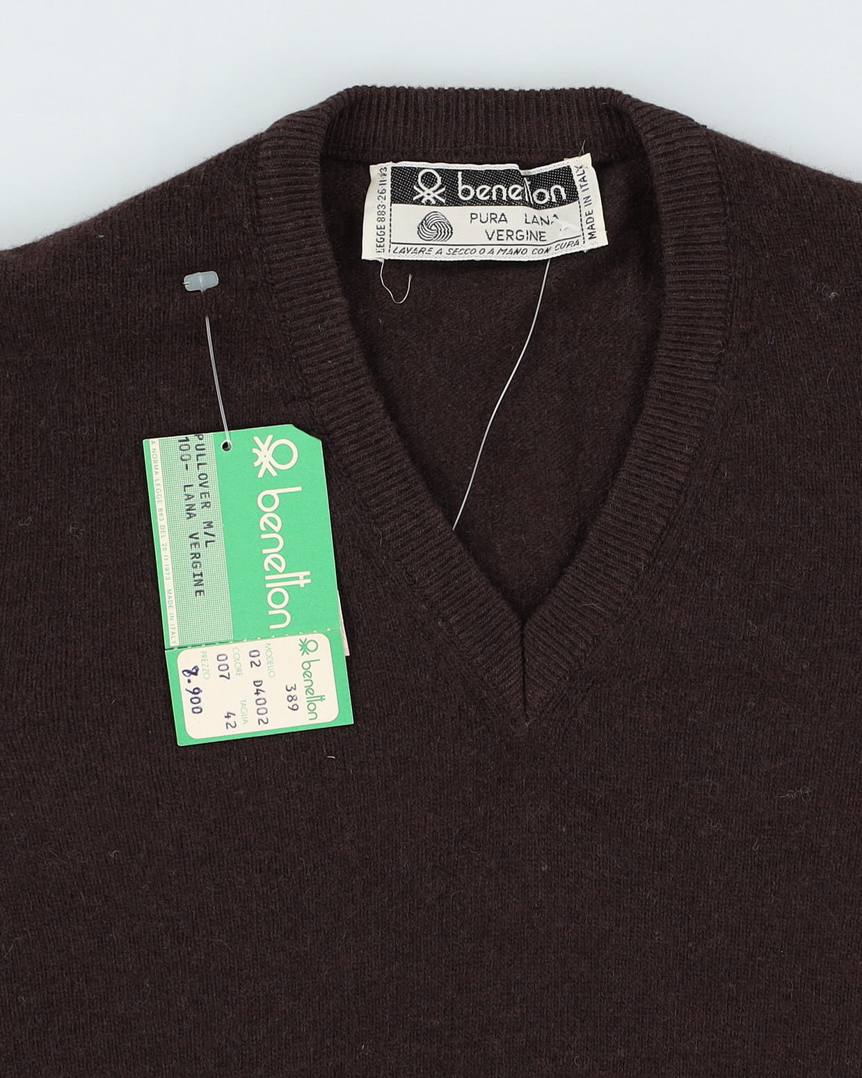 Vintage 70s Deadstock With Tags Benetton Brown Pullover Knit - Youth S / M